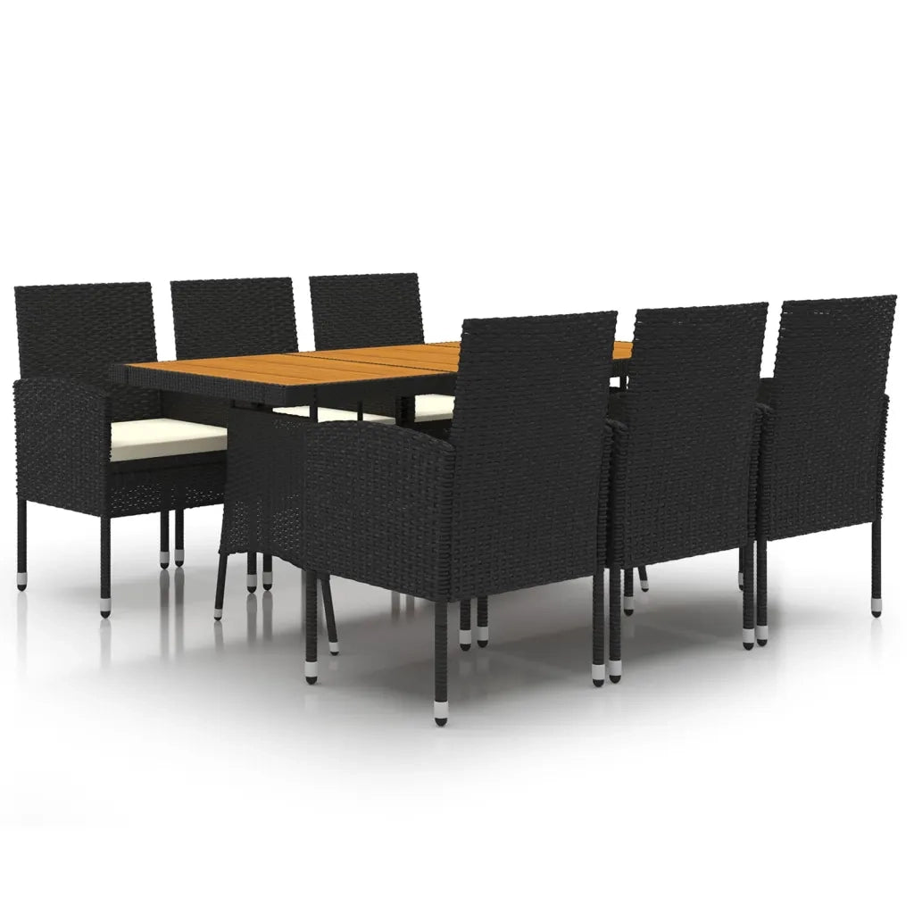 Set da Pranzo per Esterni 7 pz in Polyrattan Nero 3120108