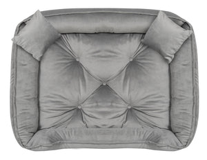 AIO FACTORY Cuccia per cani 100x75 cm in velluto grigio con cuscino impermeabile