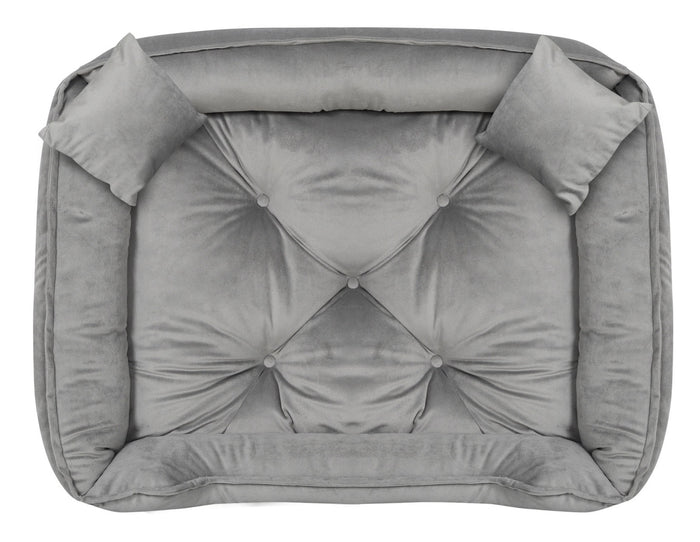 AIO FACTORY Cuccia per cani 100x75 cm in velluto grigio con cuscino impermeabile