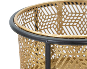 Porta Vasi Coppia Exy Ø37x76-27x51 cm in Ferro Oro e Nero