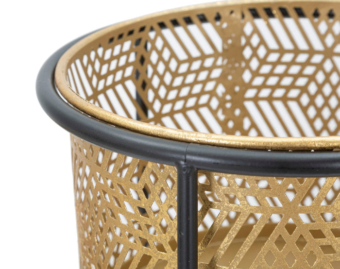 Porta Vasi Coppia Exy Ø37x76-27x51 cm in Ferro Oro e Nero