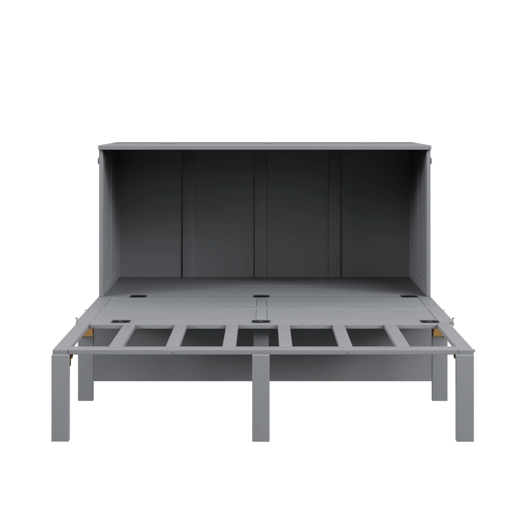 OKWISH Letto a scomparsa 140×200 cm, Letto Matrimoniale con Ribalta Verticale, Spazio Contenitore e Consolle, senza Materasso, Grigio