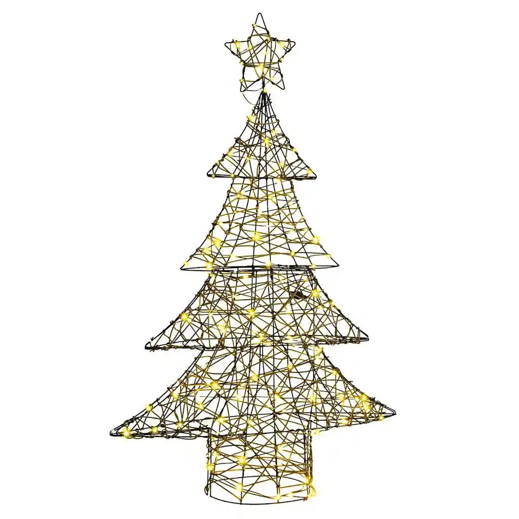 Albero di Natale con 120 LED Bianco caldo 150 cm Rattan 42018991