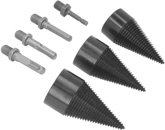 Set di trapani a cono in acciaio di carbonio per forare il carbone - Attrezzatura per la rottura del legno con alta efficienza - Zanca a sei facce, quadrata e rotonda