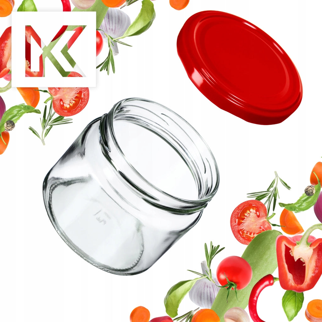 Barattoli KADAX Sonka 330 ml 50 pezzi 82 mm + coperchi rossi