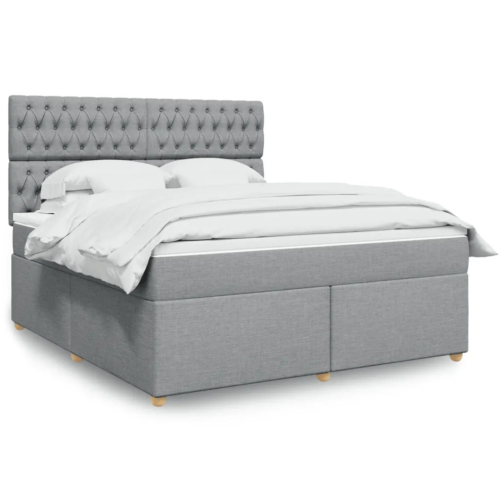Giroletto a Molle con Materasso Grigio Chiaro180x200 cm Tessuto