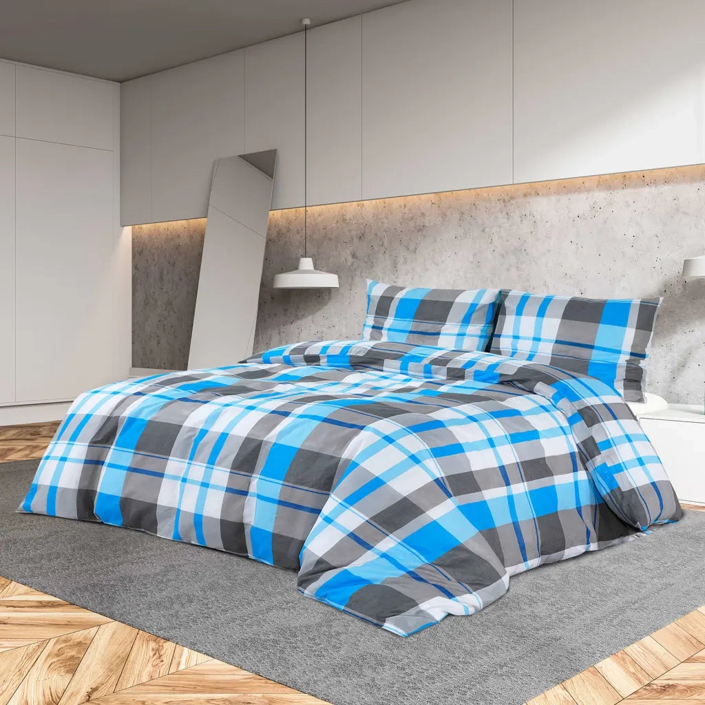 Set Copripiumino Blu e Grigio 200x200 cm in Cotone CFW6829179