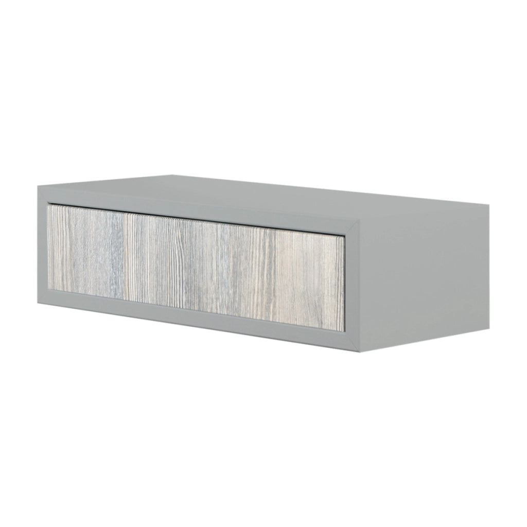  Mensola da Muro con Cassetto Modello LEGOLO, Comodino Sospeso, Mensola da Parete, 45x13.4 p20 cm. Finitura  SASSO/R.GRIGIO - MADE IN ITALY