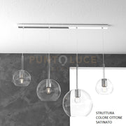 SOSP. OTTONE SAT. RETTANGOLARE 4 LUCI VETRI (1 GRANDE+1 MEDIO+2 PICCOLO) TUTTI TRASPARENTI 1155OS-S4 RMIX-TR