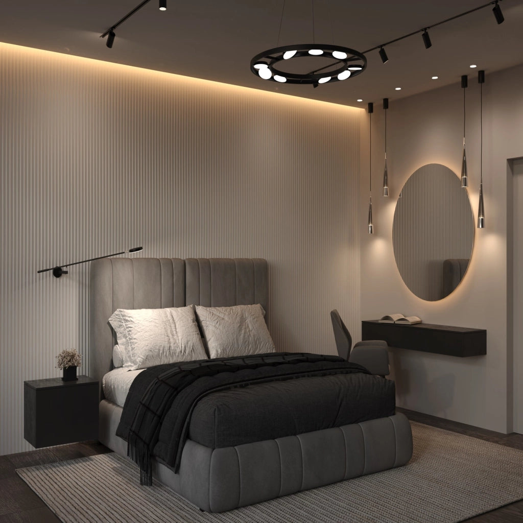 Maytoni Lampadario moderno Fad 9 luci LED integrato nero metallo diffusore acrilico