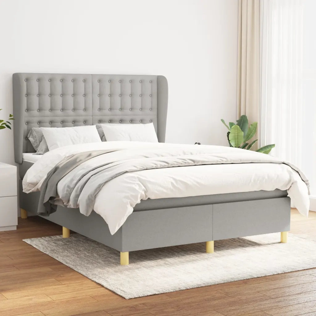 Giroletto a Molle con Materasso Grigio Chiaro 140x200cm Tessutocod mxl 122166