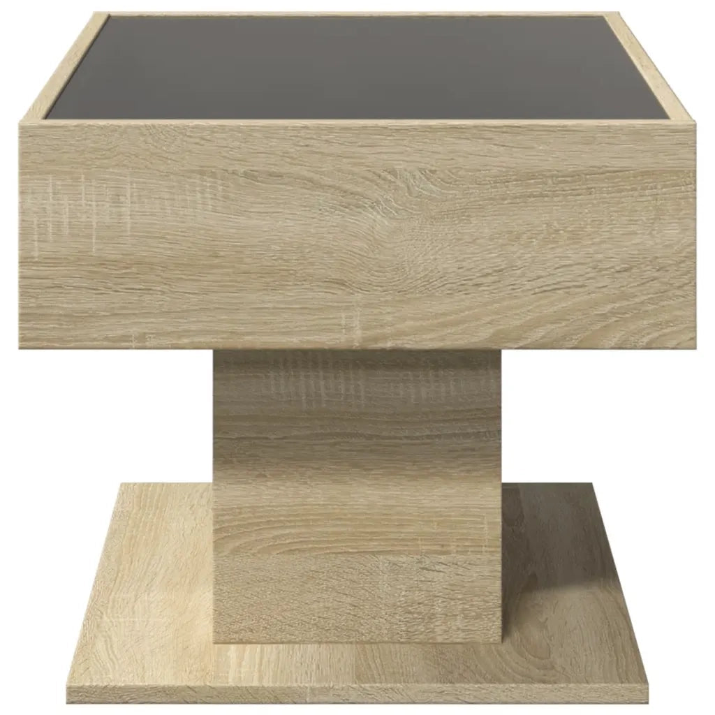 Tavolino Salotto con LED Rovere Sonoma 70x50x45 cm Multistrato 847534