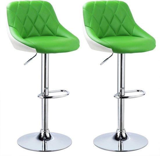 Barstoli con schienale - Poggiatesta - Pelle in pelle - Set da 2 - Cucina - Sedili bar ergonomici - Verde - Regolabile in altezza - Altezza seduta 60-82cm