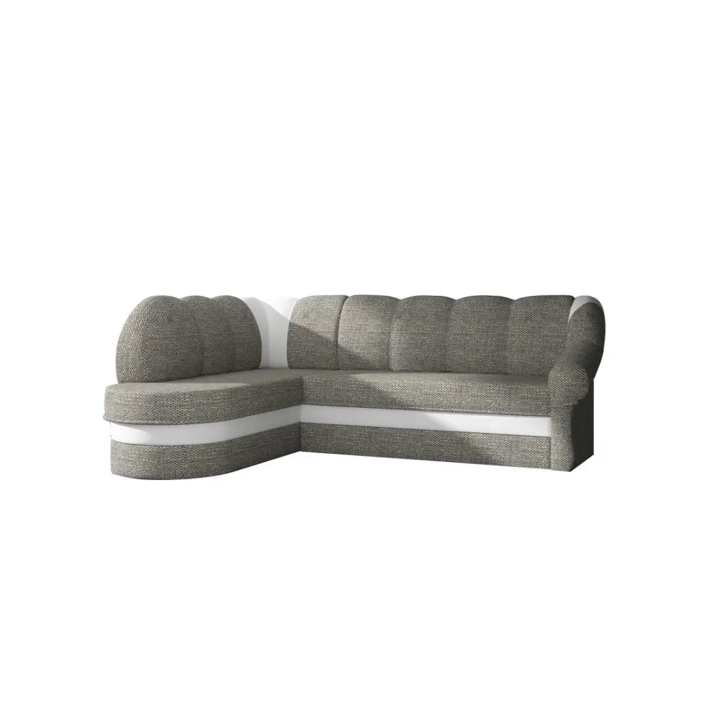 Divano angolare sinistro convertibile BENANA 250 cm grigio e bianco con contenitore
