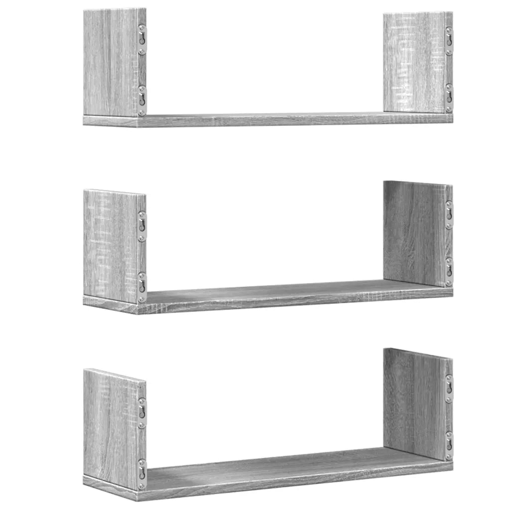 Mensole a Parete 2pz Grigio Sonoma 58x18x18 cm in Truciolato
