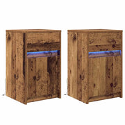 Set di 2 Armadio da letto | Comodino | Armadio da Notte | Mobiletto da notte LED Legno vecchio 38 x 34 x 61 cm