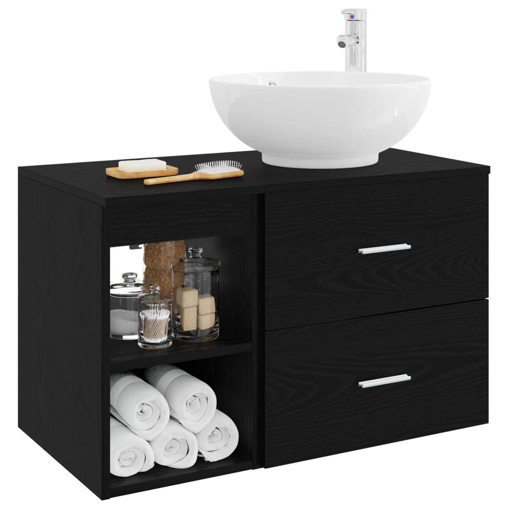 Set di mobili per il bagno 2 pcs Rovere Nero 3403913