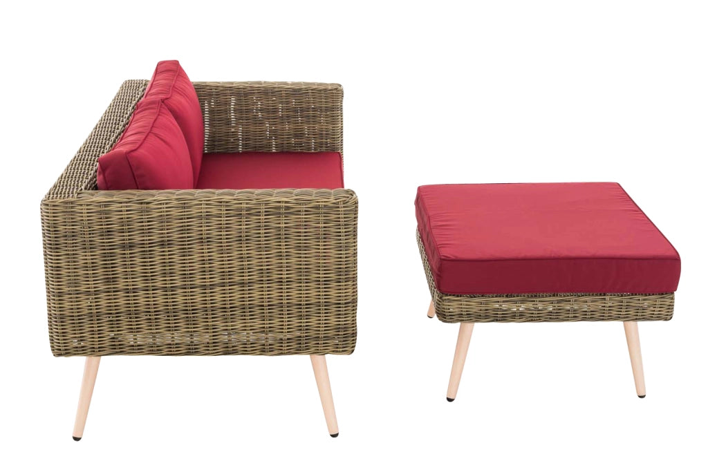 2er Sofa Molde mit FuЯhocker Rundrattan natura 40 cm (Hellbraun) 5