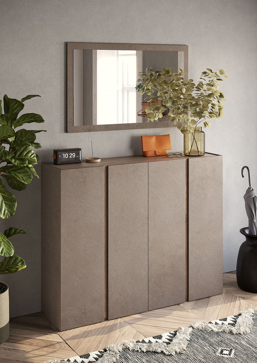 Mobile Multiuso 4 Ante con 10 Ripiani 140x35x111 cm Frame Bronzo e Mercure