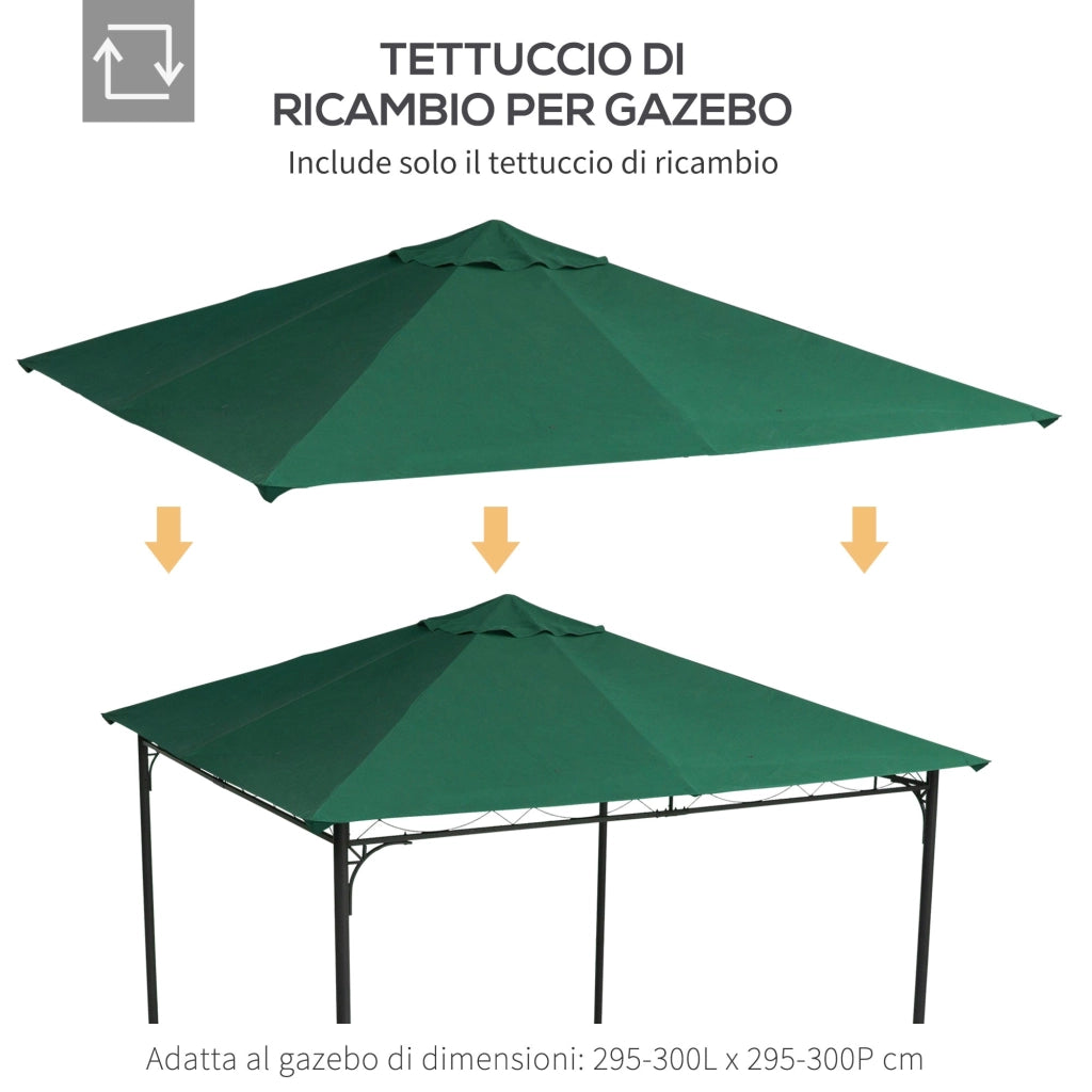 Tetto di Ricambio per Gazebo da Giardino 3x3m in Poliestere Verde