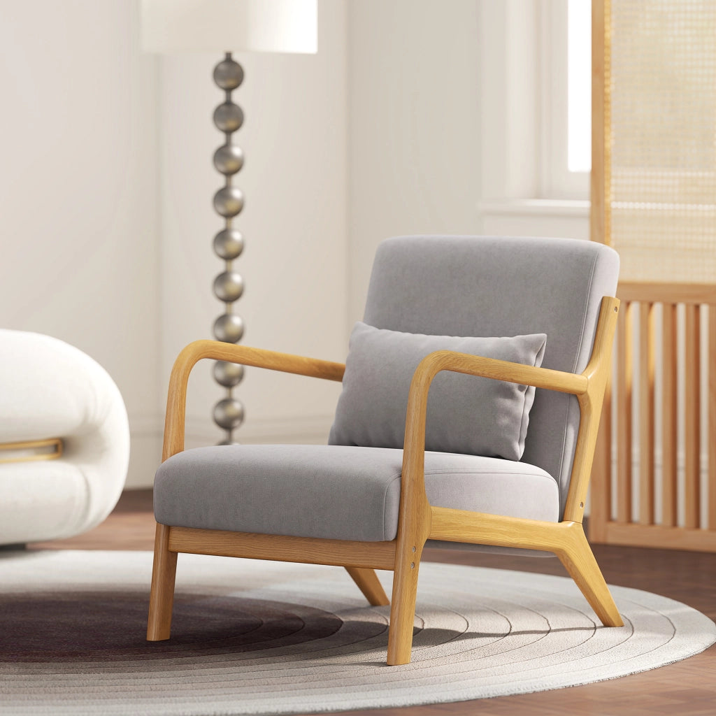 Poltrona relax velluto grigio ¨C zephmum ¨C gambe legno