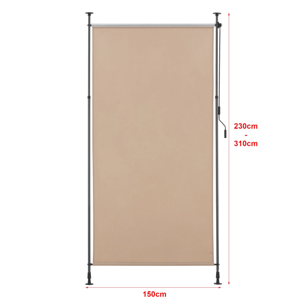 Schermo Verticale Cimarra da Balcone con Pali Telescopici Tenda Parasole Larga 150 cm color Sabbia pro.tec