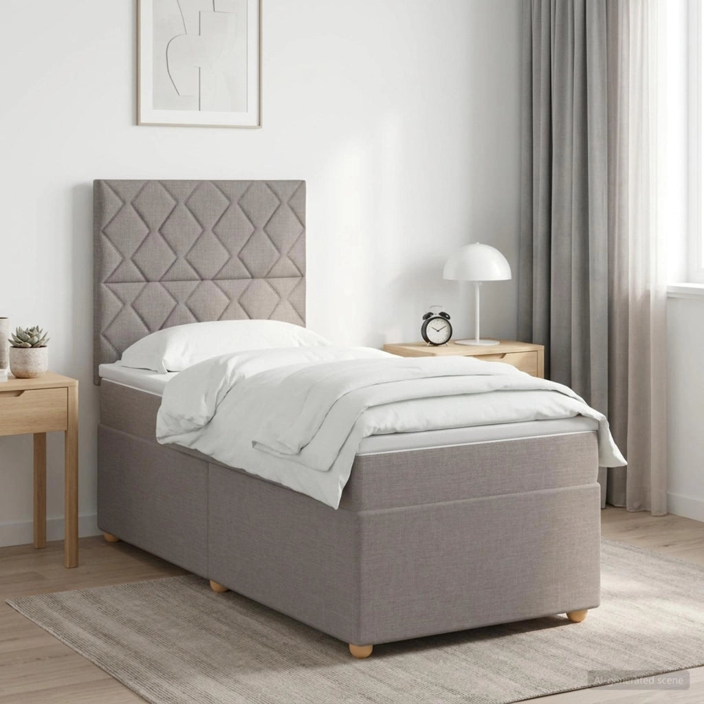 Letto box spring con materasso Tortora 90 x 200 cm Tessuto 3453806