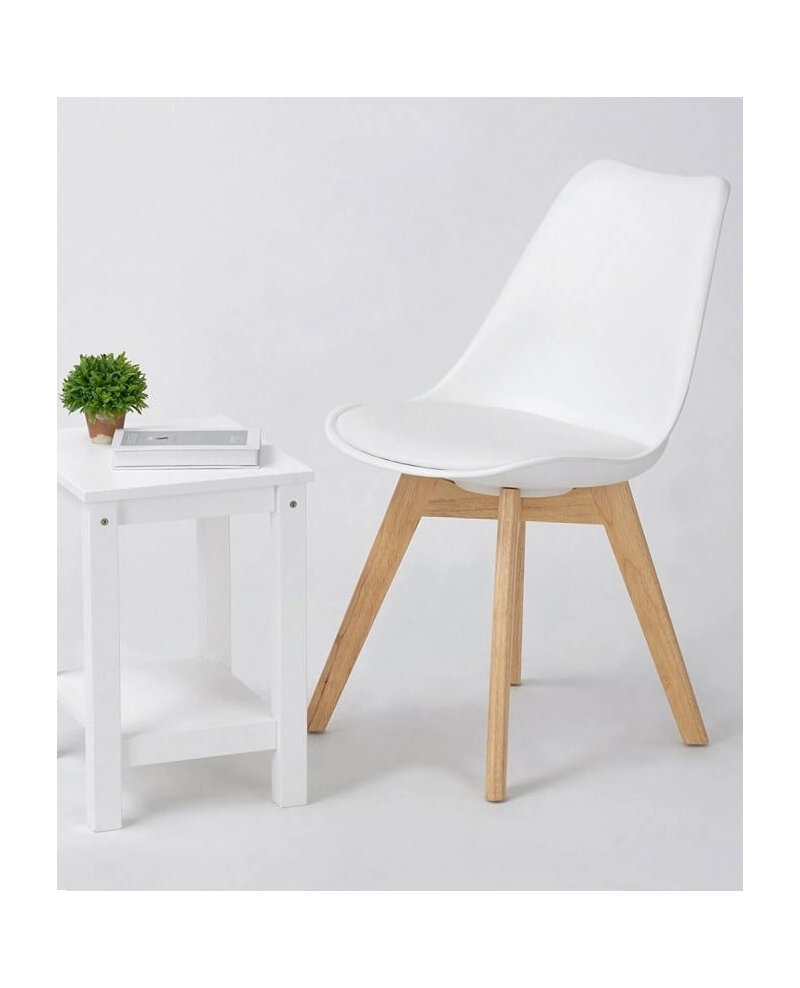 Tavolo da sala bianco allungabile in vetro temperato grigio 130-170cm con 4 sedie e cuscini Sicorage LEGRES