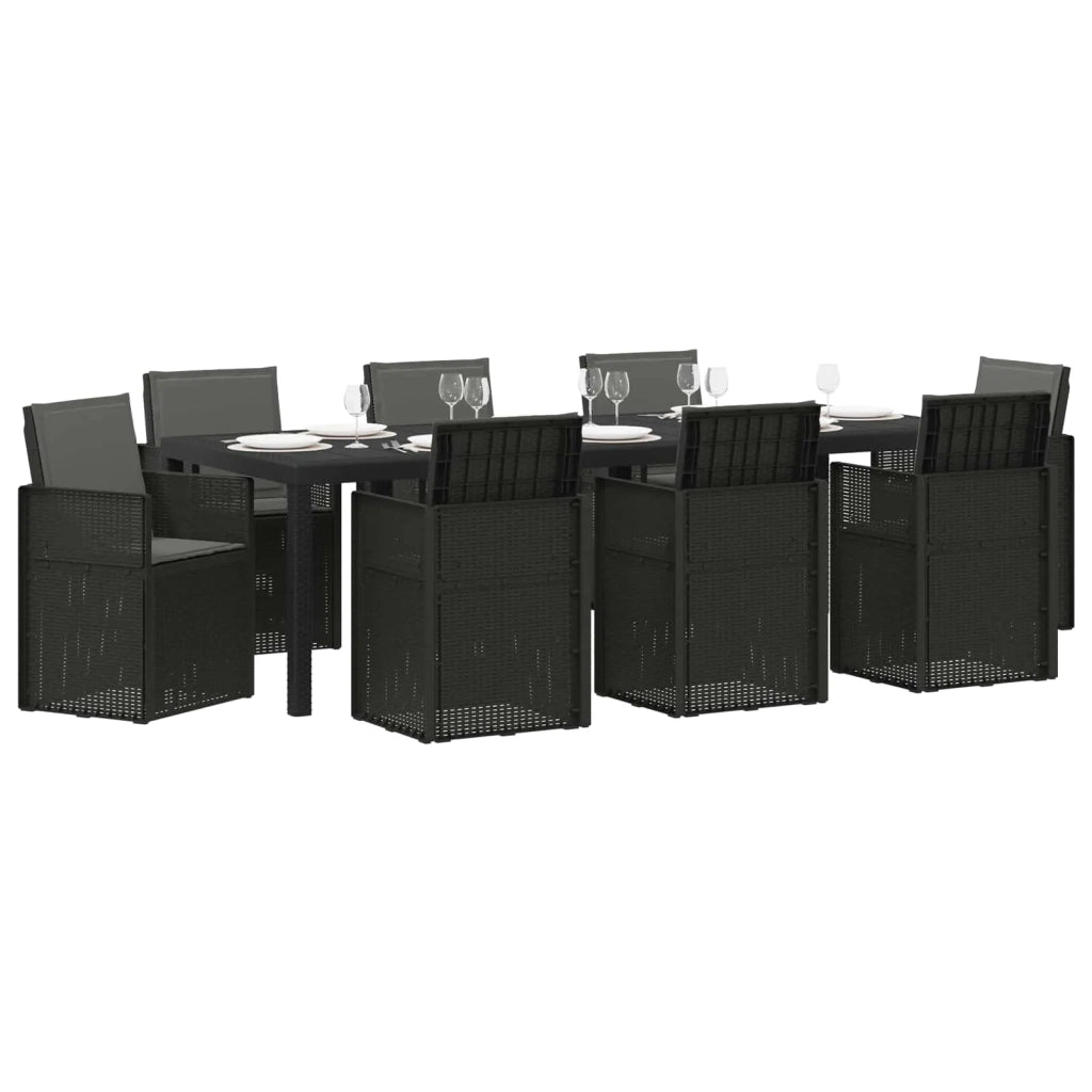 Set da Pranzo per Giardino con cuscino 9 pcs Antracite PP