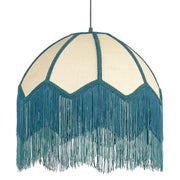 Lampada a sospensione Tessuto di carta blu 182 cm con frange e illuminazione a sospensione Retro Vintage
