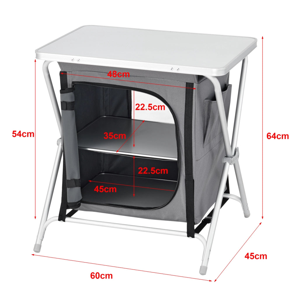 Credenza Mobile da Campeggio Tullinge Pieghevole con Borsa di Trasporto (AxLxP) 64x60x45 cm [en.casa]
