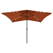 Ombrellone con LED e palo in acciaio color terracotta 2 x 3 m 02_0008072