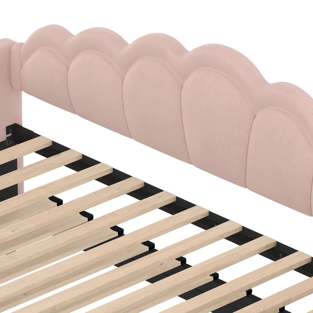 Letto Singolo Estraibile Divano Velluto LED ¨C MINIMAL ¨C Rosa 90x200cm