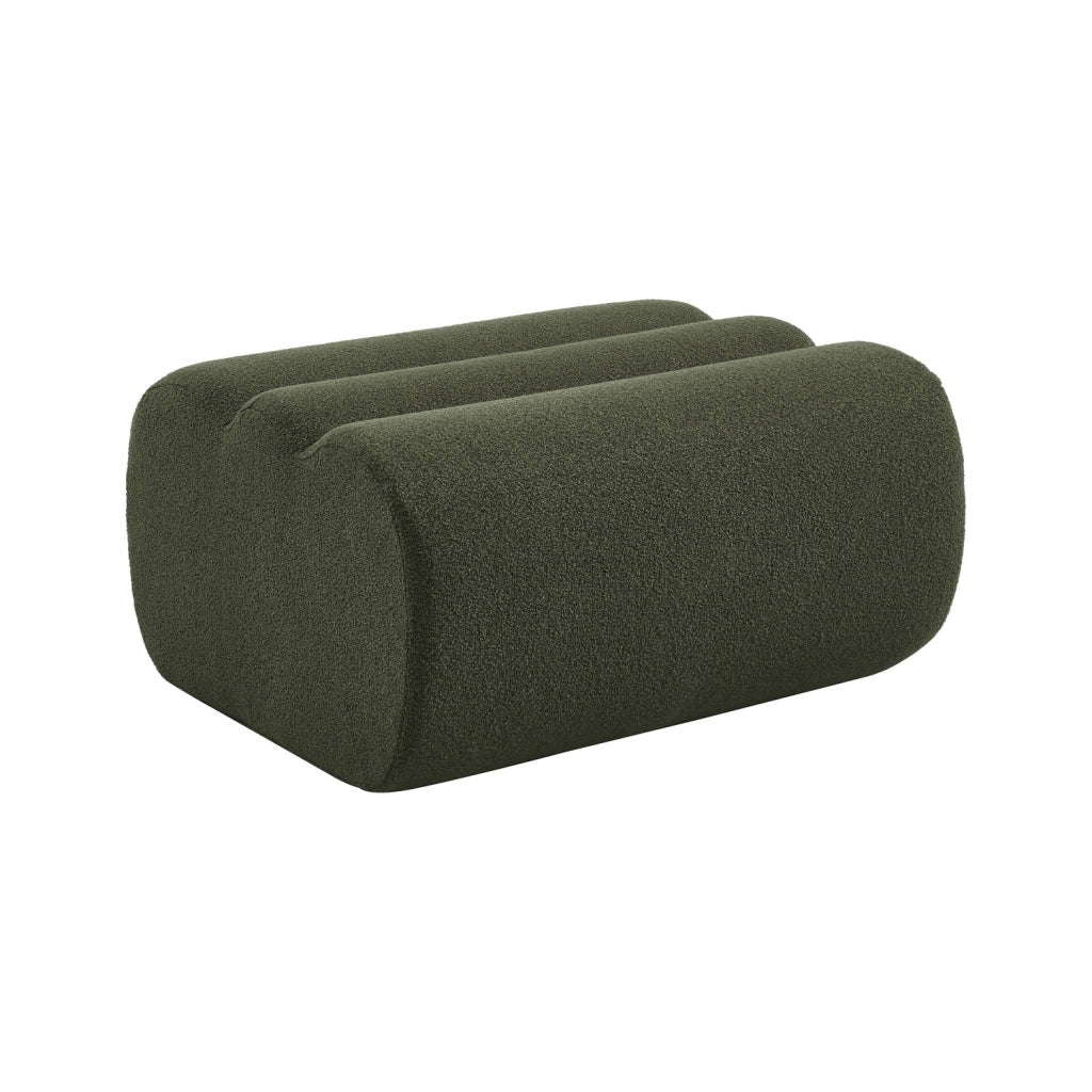Poggiapiedi per poltrona nova in bouclé testurizzato, verde kaki
