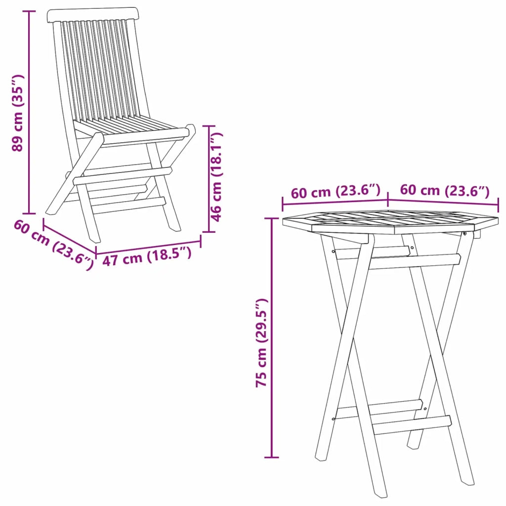 Set da Giardino 5 pz Marrone Legno Teak Massello 3437403