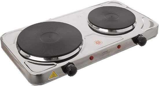 Doppio Piano Cottura RVS - Cottura Elettrica Portatile con 2 Pitti