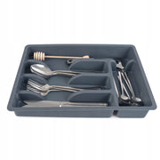 KADAX Inserto per cassetto, organizer per posate da cucina in plastica grigia, 25x36 cm