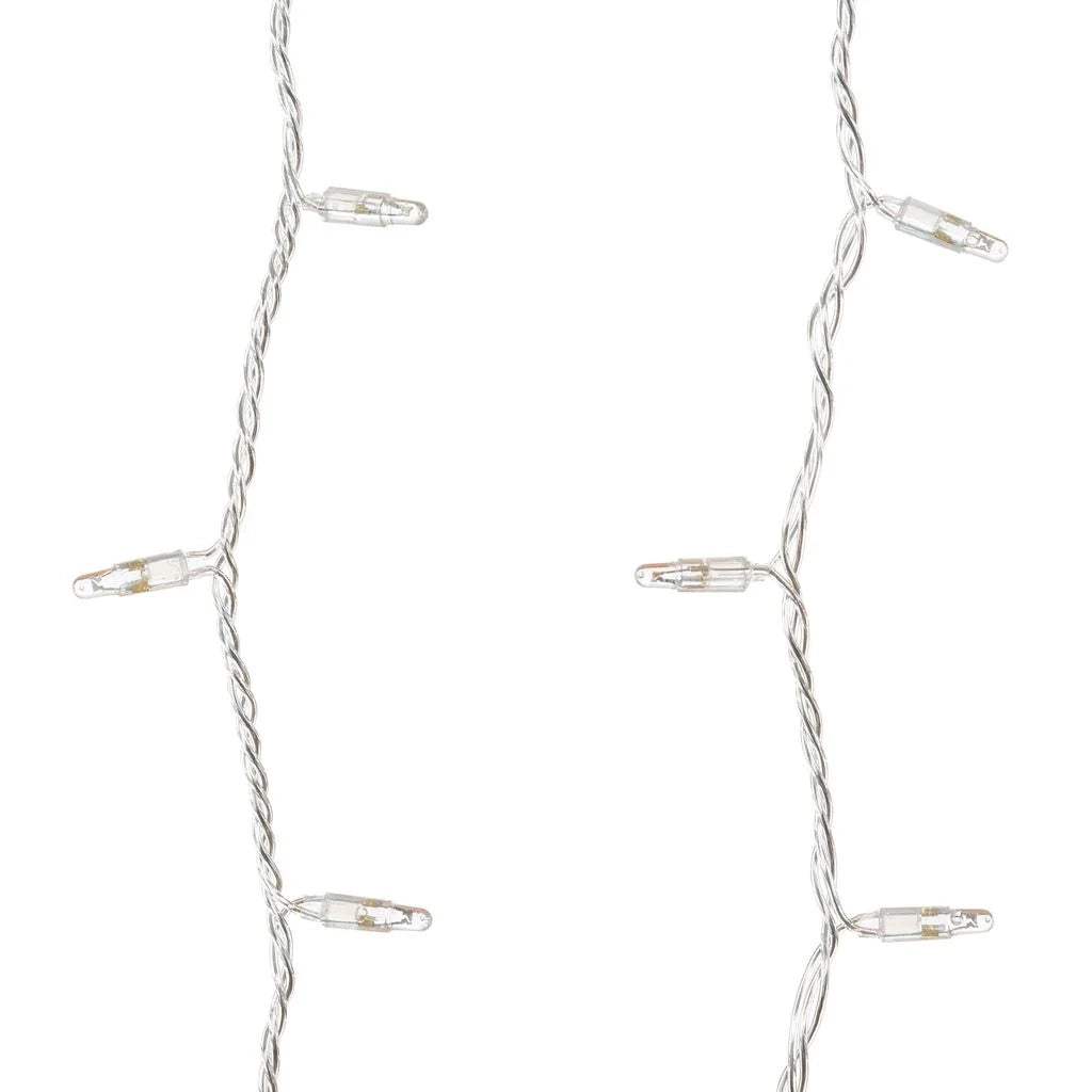Tenda con maxiled bianco caldo o bianco freddo, cavo trasparente, prolungabile diverse misure - bianco-freddo - 1 M -.