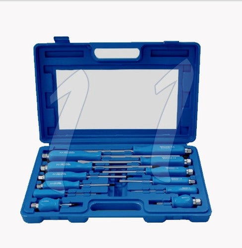 SET CACCIAVITI 12 PZ. CROMO VANADIO CALAMITATI IN VALIGETTA DI PLASTICA