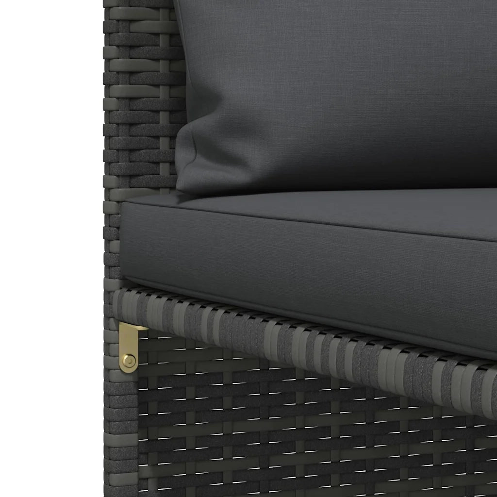 Divano da Giardino a 4 Posti con Cuscini-Sofa da Giardino-Divano da esterno in Polyrattan Grigio