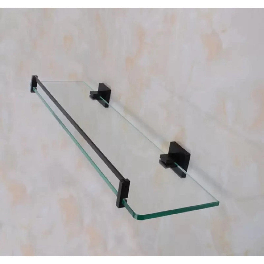 Trade Shop - Mensola Da Bagno Nero In Metallo Shampoo Doccia Sapone In Vetro Per Cucina Bagno -