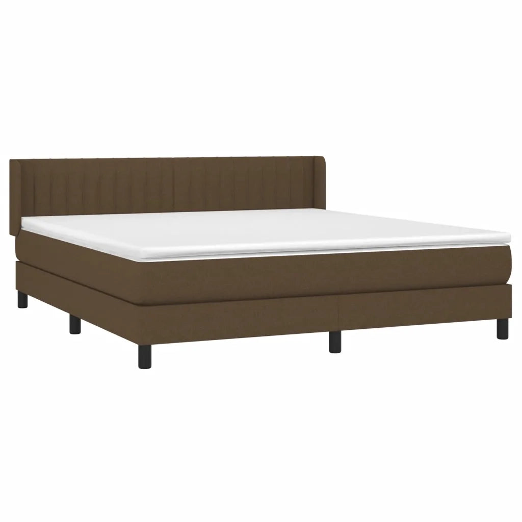 Giroletto a Molle con Materasso Marrone Scuro 160x200cm Tessuto