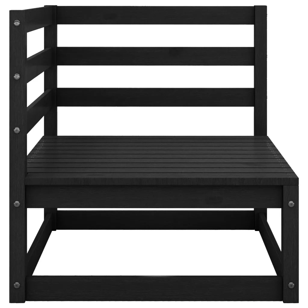 Set Divani da Giardino 9 pz Nero in Legno Massello di Pino 3075758