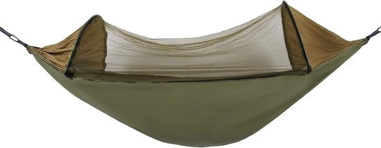 Paracadutismo Hammock con Rete Anti Zanzare per 2 Persone - Capacità di Carico 300 kg, Doppio Hammock con Set di Fissaggio per Camping all'Aperto e Giardino