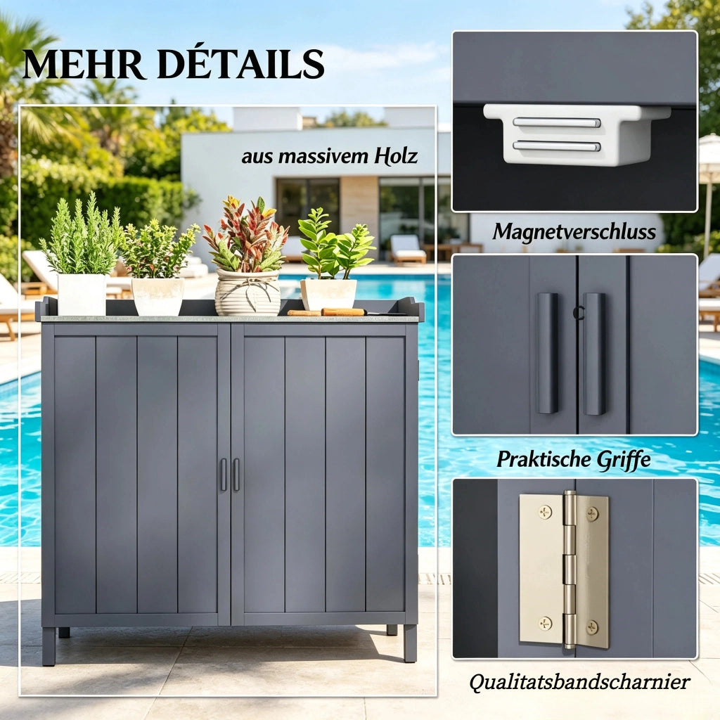 ARMADIO DA GIARDINO 98x48x95,5 cm Grigio in legno e metallo
