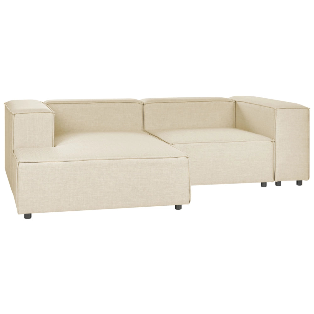Divano modulare a destra Divano angolare componibile a 2 posti in lino beige con gambe nere Soggiorno moderno