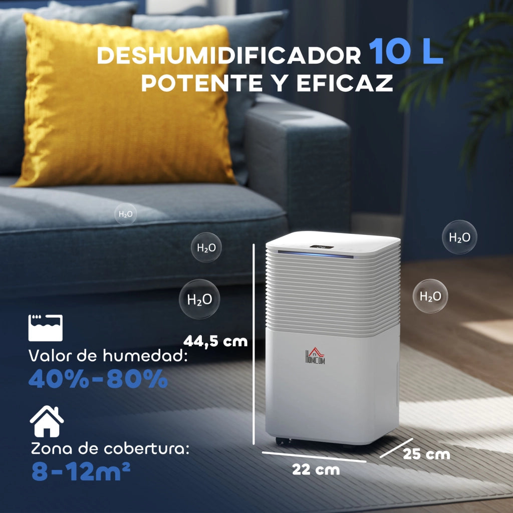 Deumidificatore 10L/giorno ¨C Xylo ¨C Silenzioso 3 modalit¨¤ LED timer 24h blocco bambini drenaggio continuo bianco