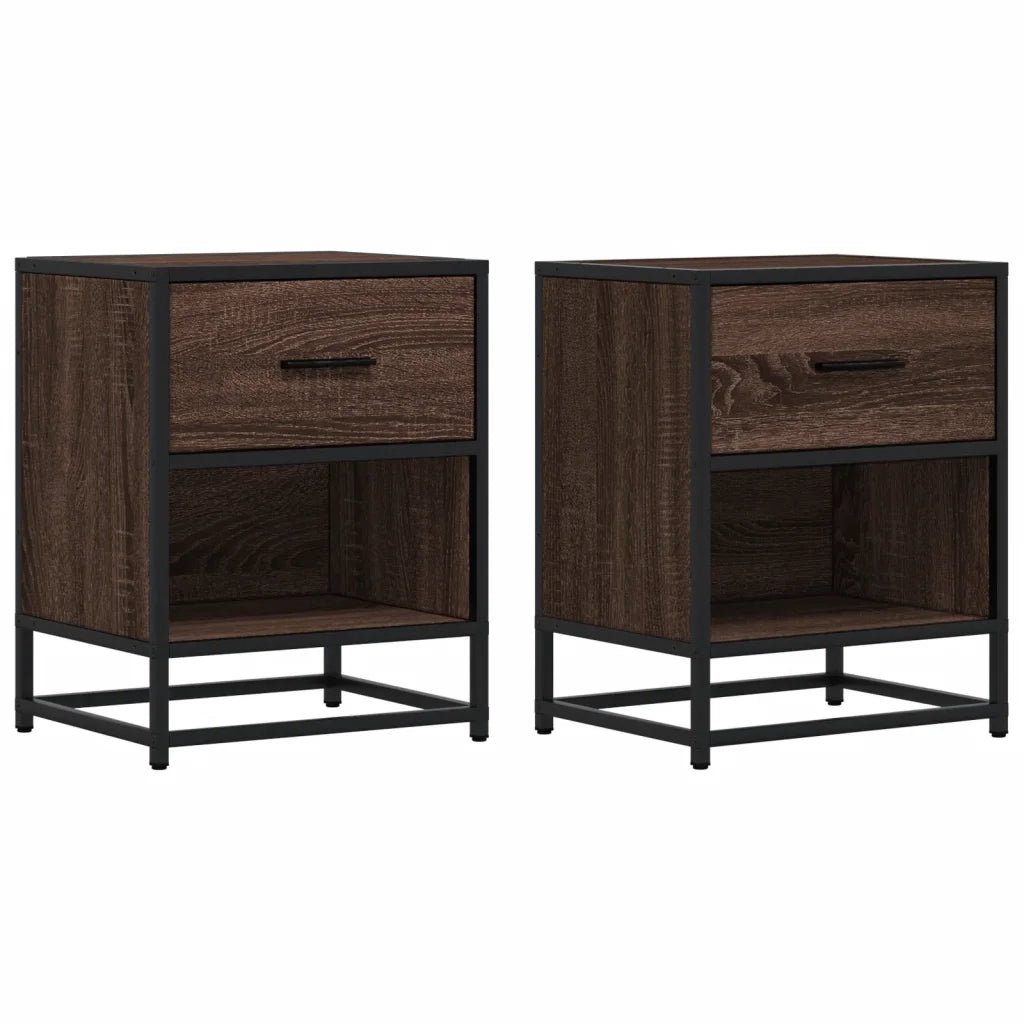 Set di 2 Comodini | Armadio da Notte | Mobiletto da notte Rovere Marrone 40x31x50 cm in Truciolato
