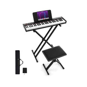 Tastiera elettronica portatile con 61 tasti 86,5 x 21 x 6,7 cm funzione MIDI Bluetooth doppia tastiera nera 20_0011459