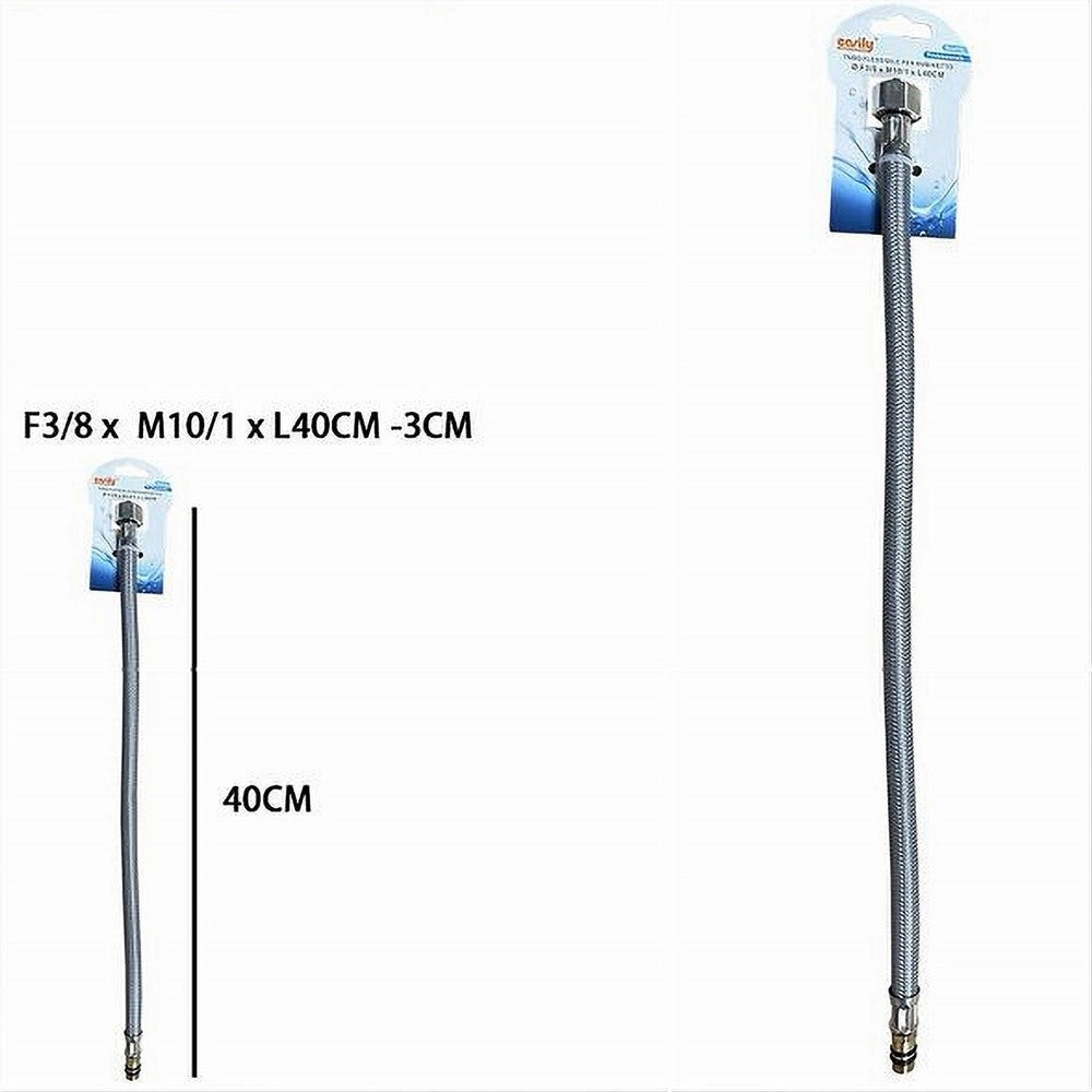Trade Shop - Tubo Flessibile Flessibili Rubinetto Miscelatore Acqua 40 Cm F3/8 X M10/1 87371 -